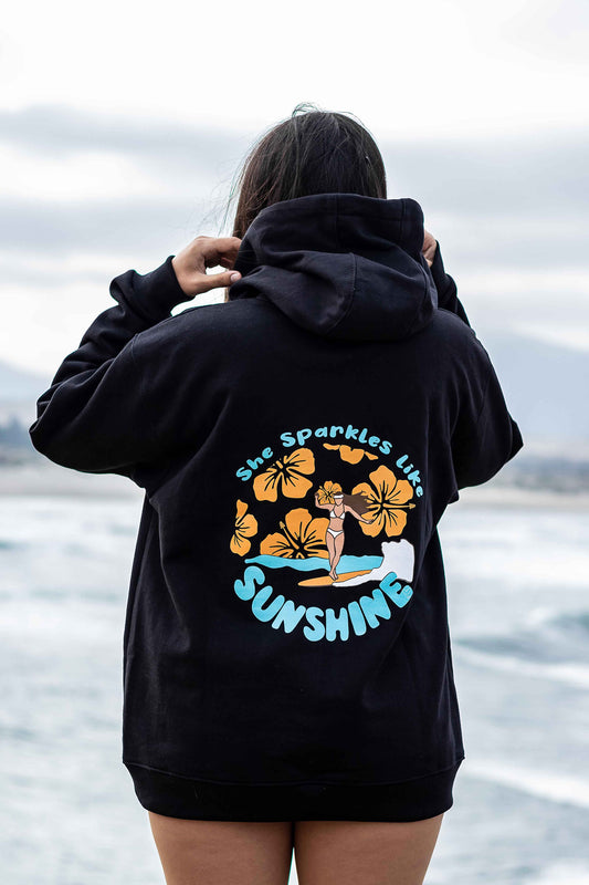 Hoodie She sparkles like Sunshine s/cierre Negro