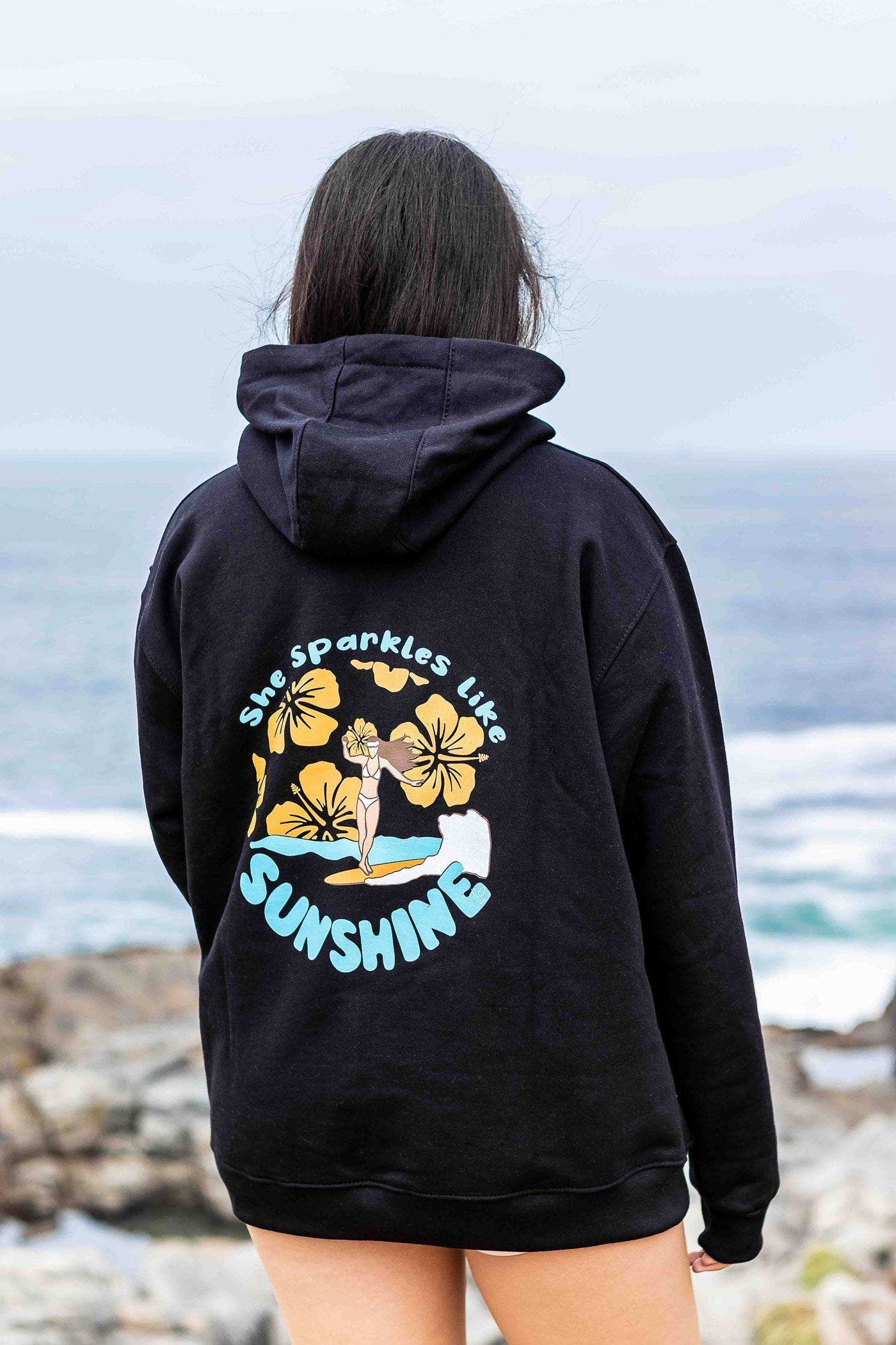 Hoodie She sparkles like Sunshine s/cierre Negro