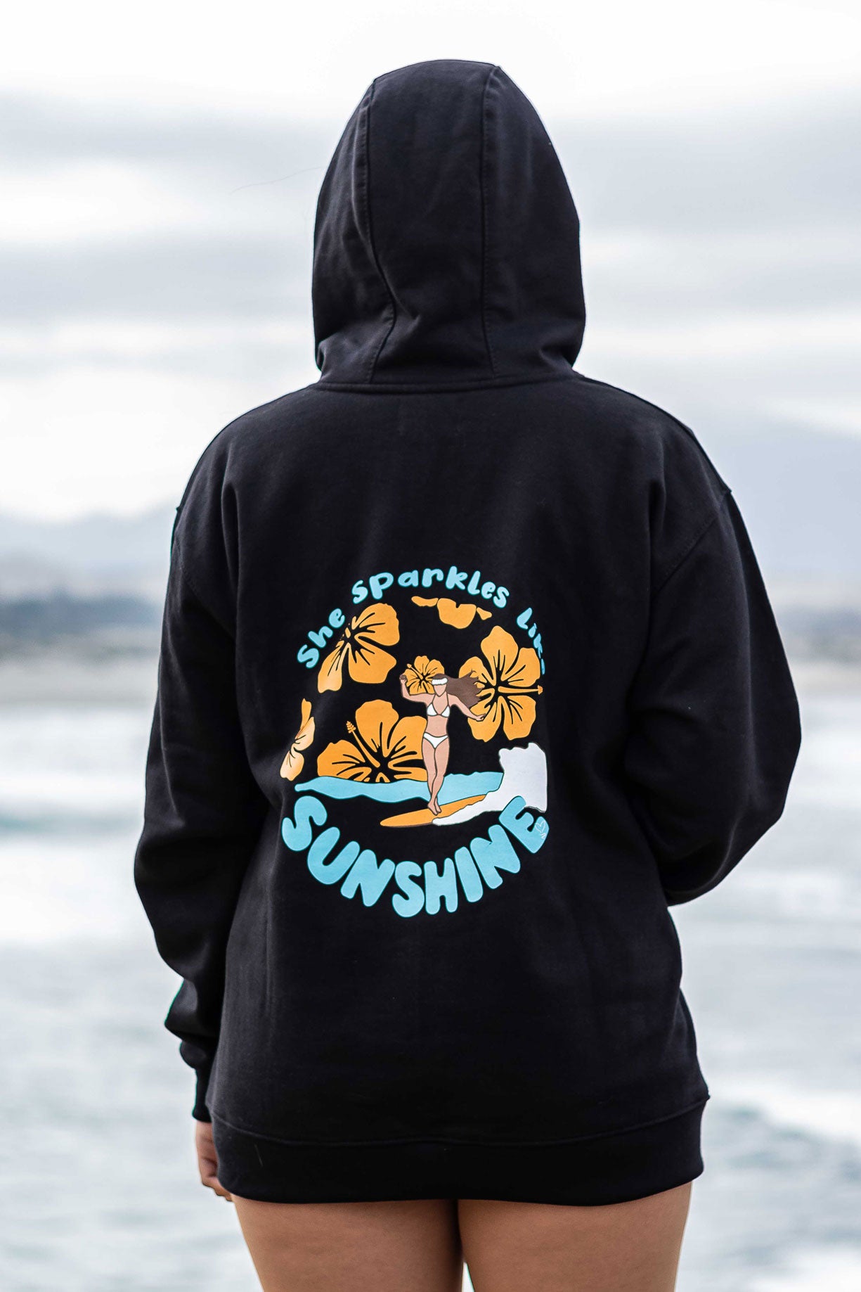 Hoodie She sparkles like Sunshine s/cierre Negro