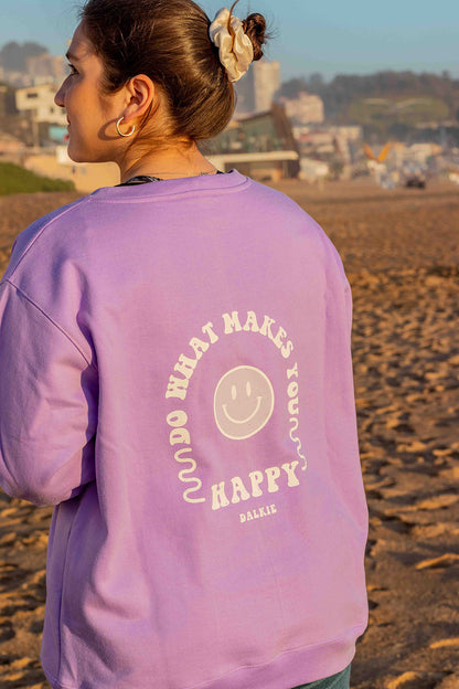 Crewneck "Happy Life" Lila