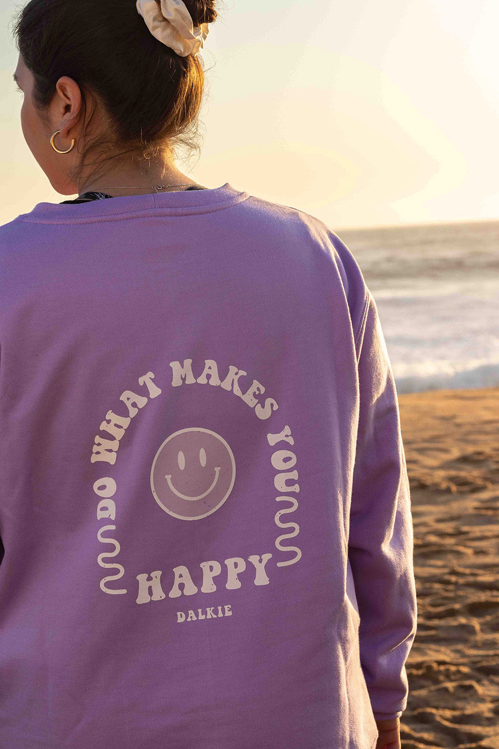 Crewneck "Happy Life" Lila