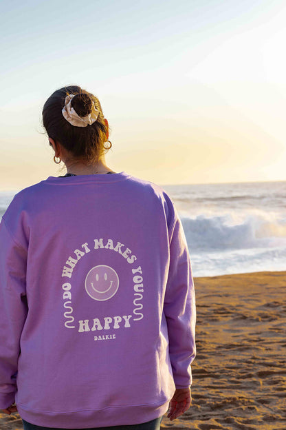 Crewneck "Happy Life" Lila