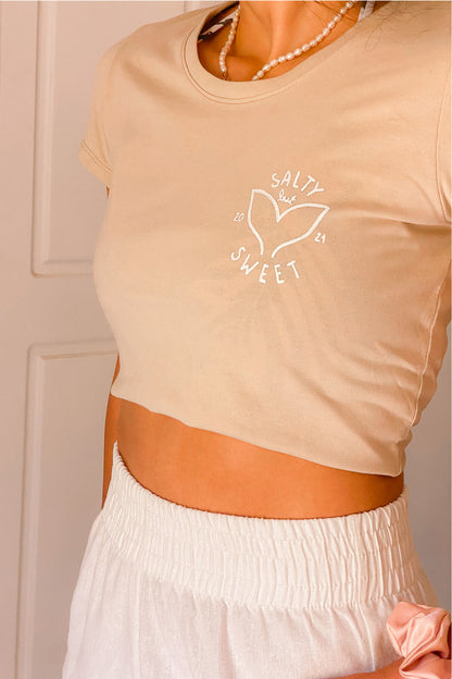 Polera "Salty but Sweet" Algodón Mujer Beige